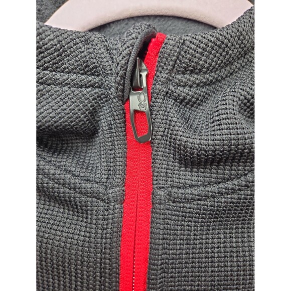 Spyder Full Zip Thermal Waffle Knit Fleece Lined Black Hooded Jacket Mens Small - Picture 10 of 12